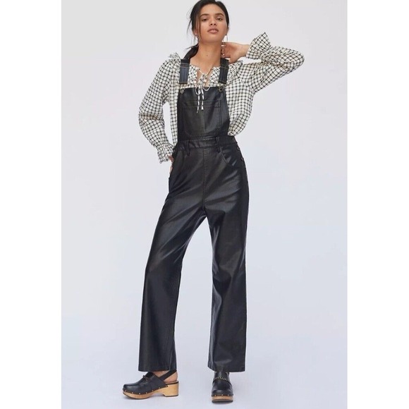 Anthropologie Pants - Avec Les Filles Anthropologie Overalls Size Small Black Faux Leather